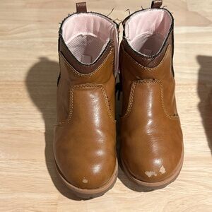 Stride Rite Nikita Toddler Tan Boots with Pink Lining